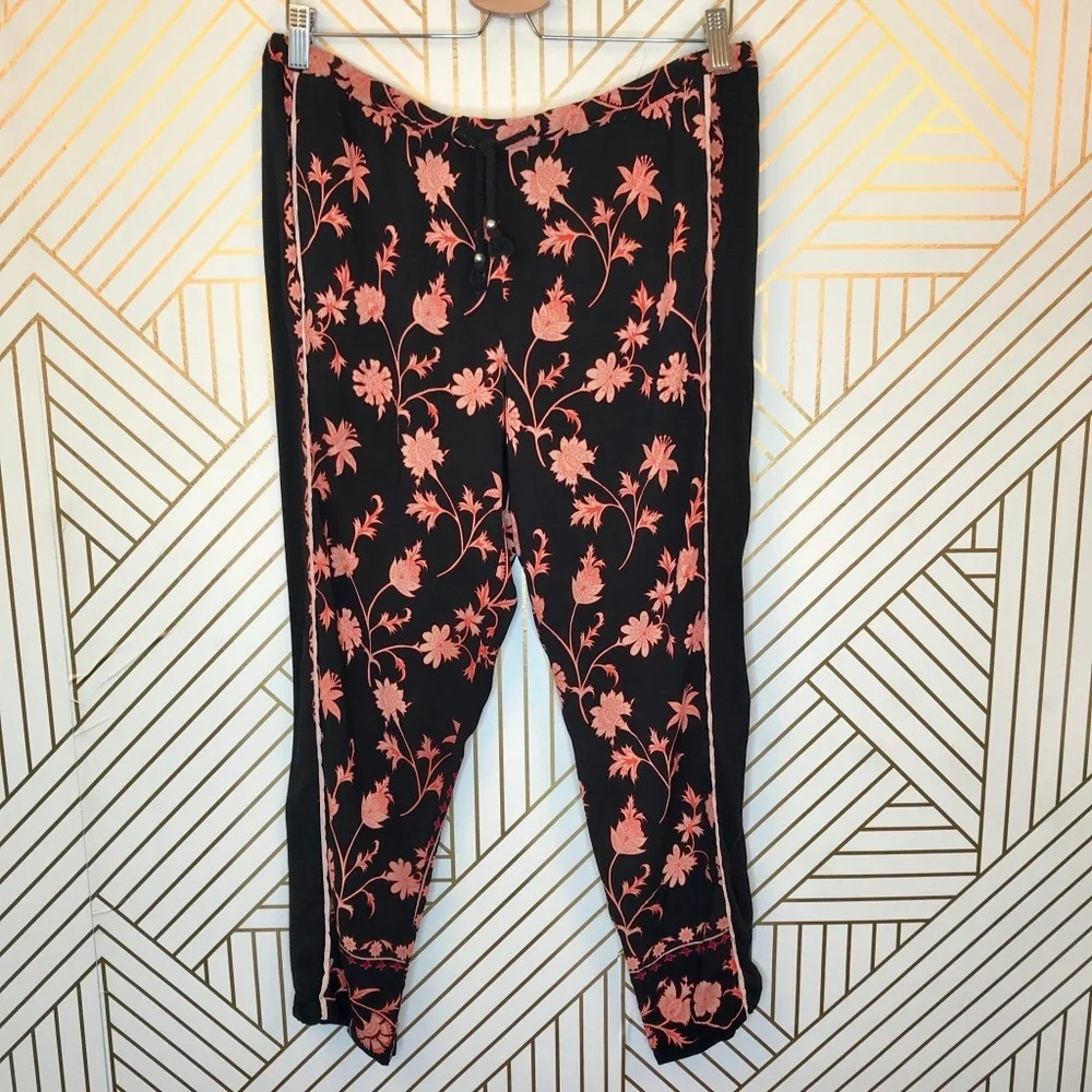 Plenty‎ by Tracy Reese Black Floral Jogger Pants